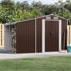 Abri de jardin marron 277x192,5x179 cm acier galvanisé alsavelo