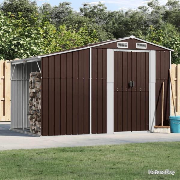 Abri de jardin marron 277x192,5x179 cm acier galvanis alsavelo