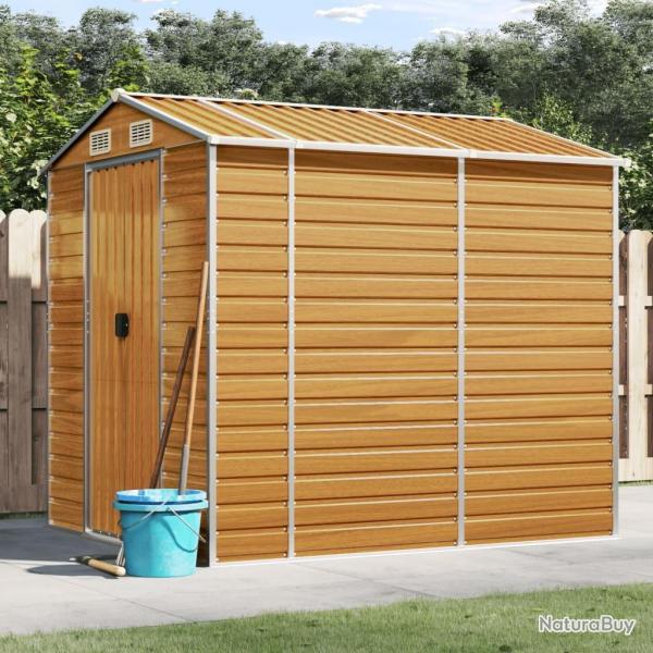 Abri de jardin marron clair 191x215x198 cm acier galvanis alsavelo