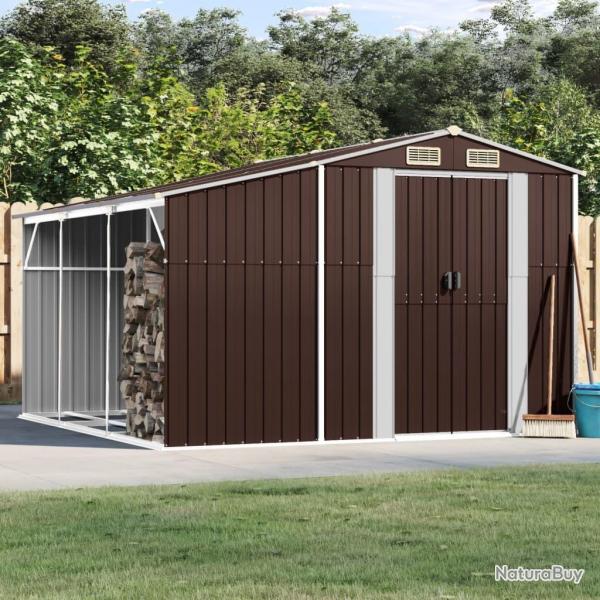 Abri de jardin marron 277x279x179 cm acier galvanis alsavelo