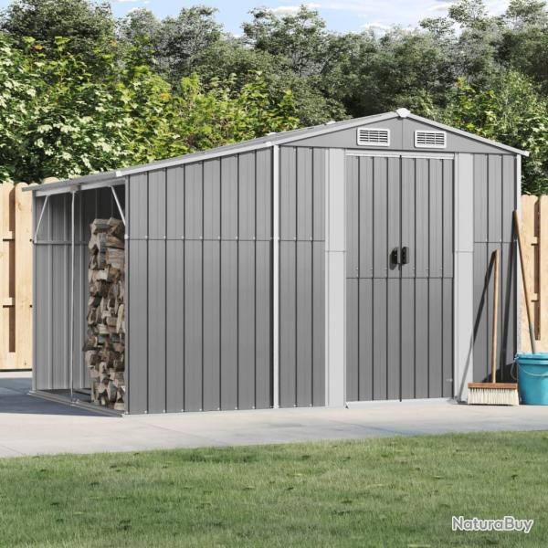 Abri de jardin gris 277x192,5x179 cm acier galvanis alsavelo