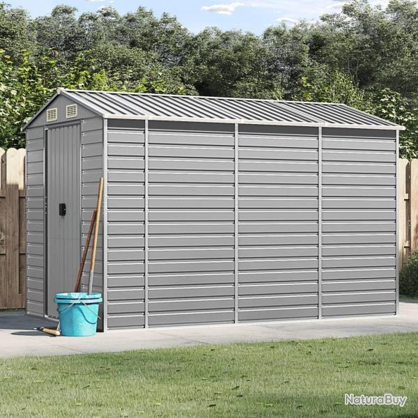 Abri de jardin gris clair 191x300x198 cm acier galvanis alsavelo