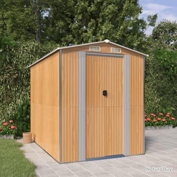Abri de jardin Marron clair 192x274x223 cm Acier galvanis alsavelo