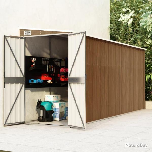 Abri de jardin mural Marron 118x382x178 cm Acier galvanis alsavelo