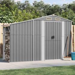 Abri de jardin gris 277x93x179 cm acier galvanisé alsavelo