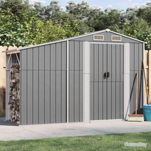 Abri de jardin gris 277x93x179 cm acier galvanis alsavelo