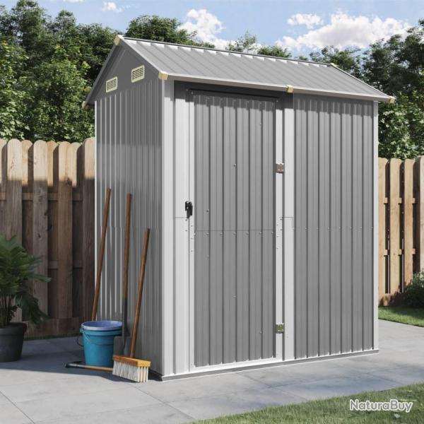 Abri de jardin gris clair 192x152,5x237 cm acier galvanis alsavelo