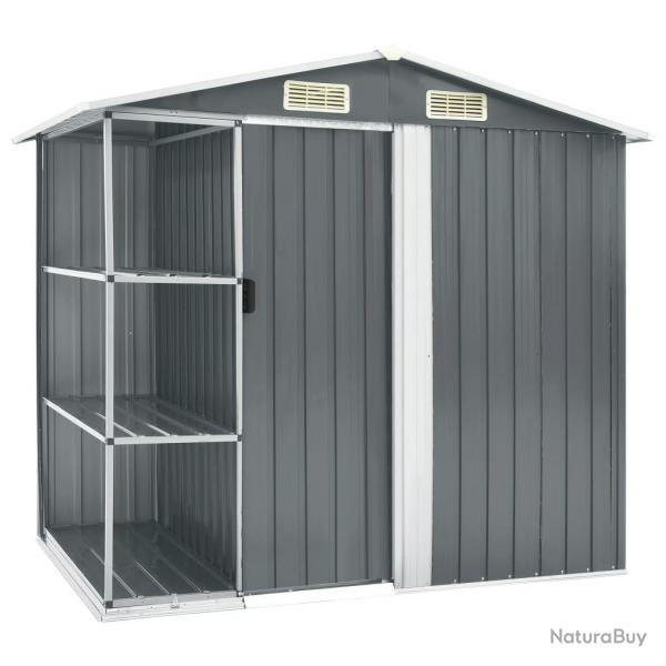 Abri de jardin avec tagre Gris 205x130x183 cm Fer alsavelo
