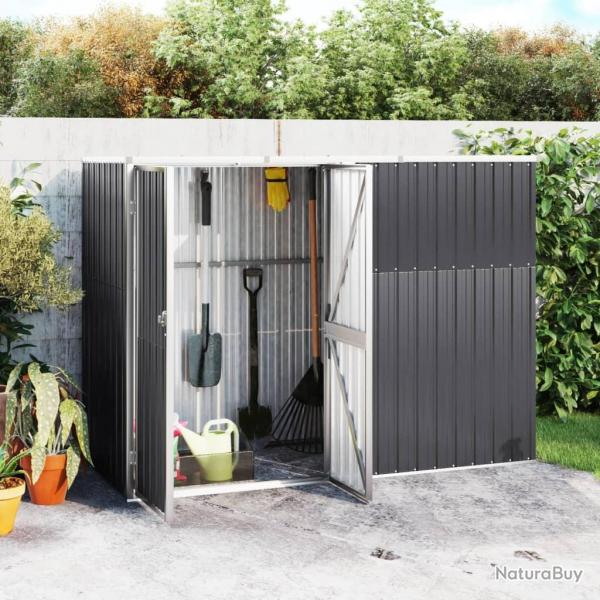 Abri  outils de jardin anthracite 225x89x161cm acier galvanis alsavelo
