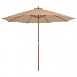 Parasol d'extérieur avec mât en bois 300 cm taupe alsavelo