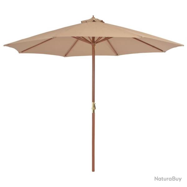 Parasol d'extrieur avec mt en bois 300 cm taupe alsavelo