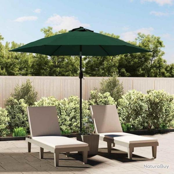 Parasol de jardin en porte--faux avec LED 3 m vert alsavelo