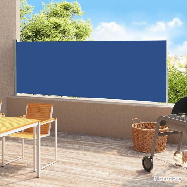 Auvent latral rtractable de patio 180x500 cm Bleu alsavelo