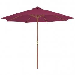 Parasol d'extérieur avec mât en bois 300 cm rouge bordeaux alsavelo
