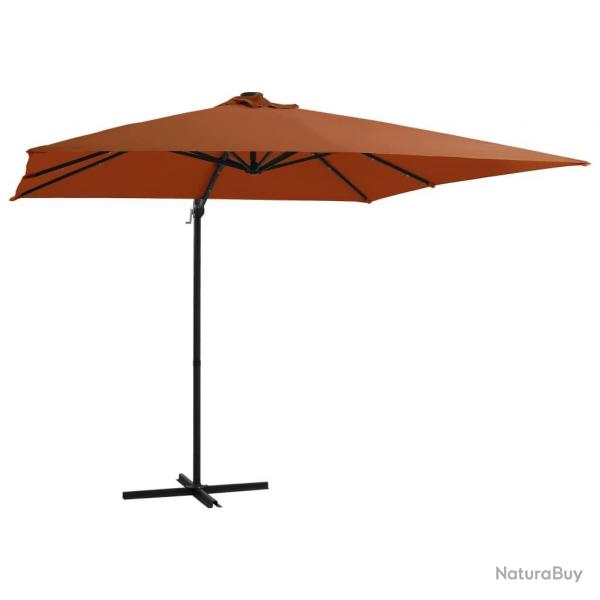 Parasol de jardin en porte--faux avec lumires LED terre cuite alsavelo