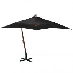 Parasol de jardin suspendu avec mât noir bois de sapin massif alsavelo