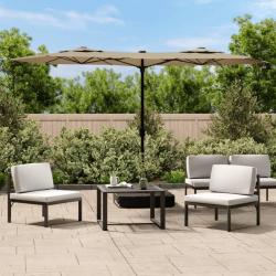 Parasol de jardin à double tête taupe 316x240 cm alsavelo