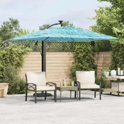 Parasol de jardin avec mât en acier bleu 246x246x230 cm alsavelo