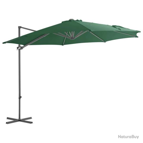 Parasol de jardin en porte--faux avec mt en acier vert alsavelo
