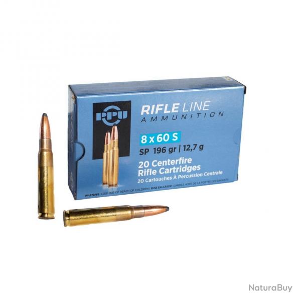 Boîte munition 8x60 S SP (x20) PPU 12.7G 196GR