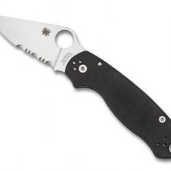 COUTEAU SPYDERCO PARA 3 G10 NOIR SEMI-DENTEE