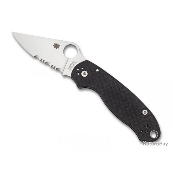 COUTEAU SPYDERCO PARA 3 G10 NOIR SEMI-DENTEE