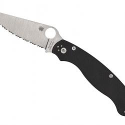 COUTEAU SPYDERCO MILITARY 2 G10 NOIR A DENTS