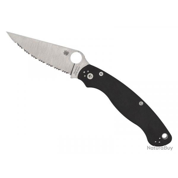 COUTEAU SPYDERCO MILITARY 2 G10 NOIR A DENTS