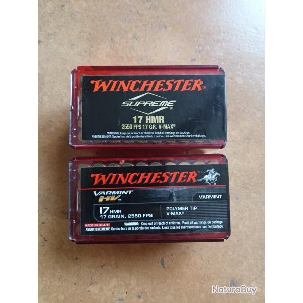 Munitions WINCHESTER Cal 17 HMR Varmint V-MAX