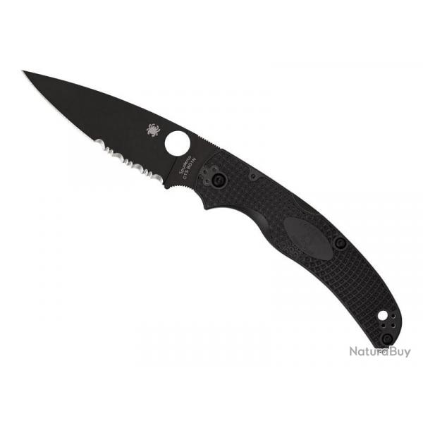 COUTEAU SPYDERCO NATIVE CHIEF TOUT NOIR SEMI-DENTEE