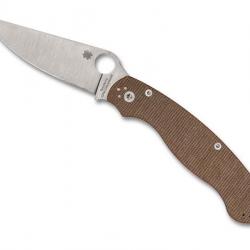 COUTEAU SPYDERCO MILITARY 2 MICARTA BRUN CRU-WEAR