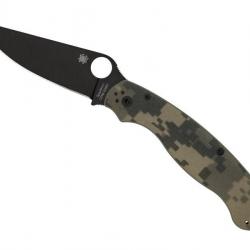 COUTEAU SPYDERCO MILITARY 2 G10 CAMO LAME NOIRE