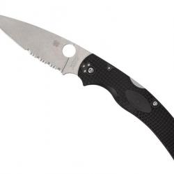 COUTEAU SPYDERCO NATIVE CHIEF NOIR SEMI-DENTEE