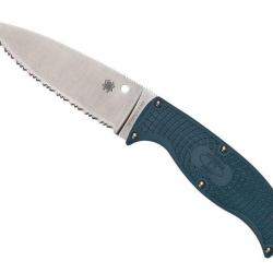 POIGNARD SPYDERCO ENUFF 2 K390 BLEU A DENTS