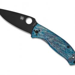 COUTEAU SPYDERCO TENACIOUS TITANIUM BLEU LAME NOIRE MARBRE 11CM