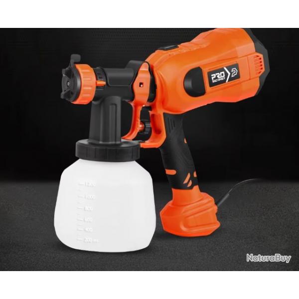 Pistolet  Peinture Pulvrisateur Electrique 1200ml 750W 4 Tailles de Buse Contrle de Flux