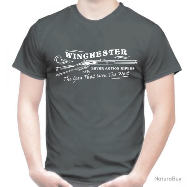 T-SHIRT - WINCHESTER LEVER ACTION RIFLES - .44-40 carabine Western culte calibre Far West .44 WCF