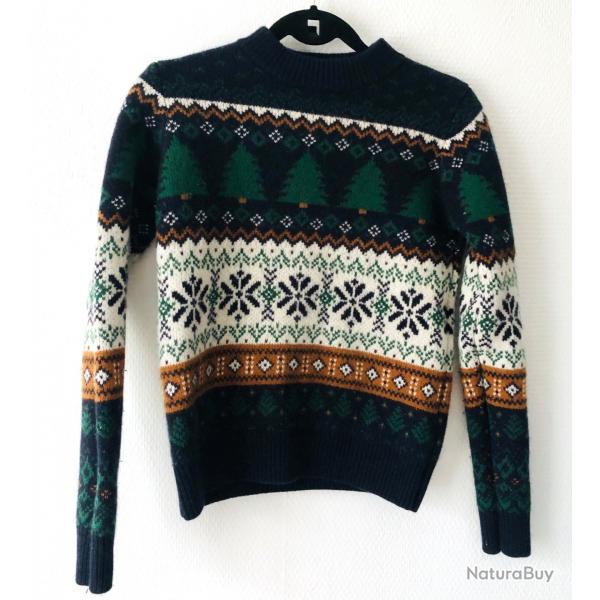 Pull jacquard fantaisie en laine XS Monoprix