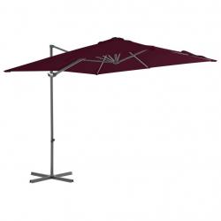 Parasol de jardin en porte-à-faux mât en acier rouge bordeaux alsavelo