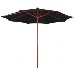 Parasol avec mât en bois 300x258 cm Noir alsavelo