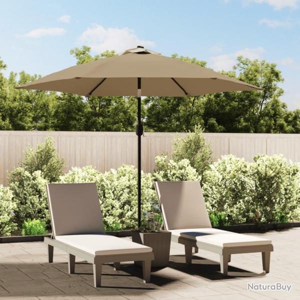 Parasol d'extrieur avec LED et mt en acier 300 cm Taupe alsavelo
