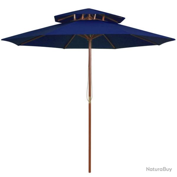 Parasol  deux tages avec mt en bois bleu 270 cm alsavelo