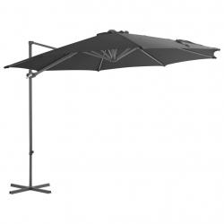 Parasol de jardin en porte-à-faux avec mât en acier anthracite alsavelo