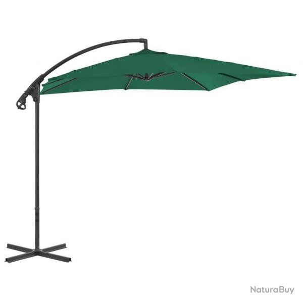 Parasol de jardin en porte--faux avec mt en acier vert alsavelo