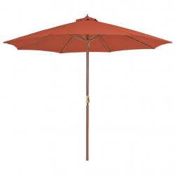 Parasol d'extérieur avec mât en bois 300 cm terre cuite alsavelo