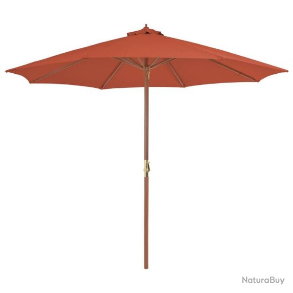 Parasol d'extrieur avec mt en bois 300 cm terre cuite alsavelo