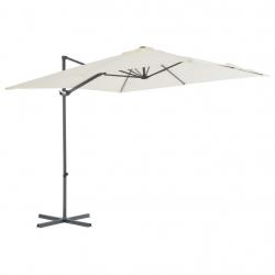 Parasol de jardin en porte-à-faux avec mât en acier sable alsavelo