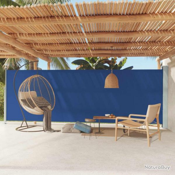 Auvent latral rtractable de patio 180x600 cm Bleu alsavelo