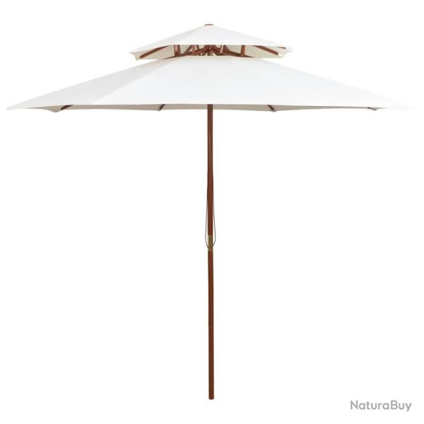 Parasol  deux tages avec poteau en bois blanc crme alsavelo