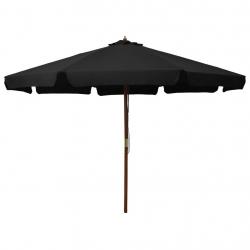 Parasol d'extérieur avec mât en bois 330 cm Noir alsavelo